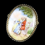 Antique Victorian Limoges French Brooch 18Ct Silver Circa 1900