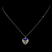 Antique Victorian Locket Necklace Pansy Heart 15Ct Gold Circa 1900