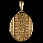 Antique Victorian Locket Pearl Coral 18Ct Gold Forget Me Not Circa 1870