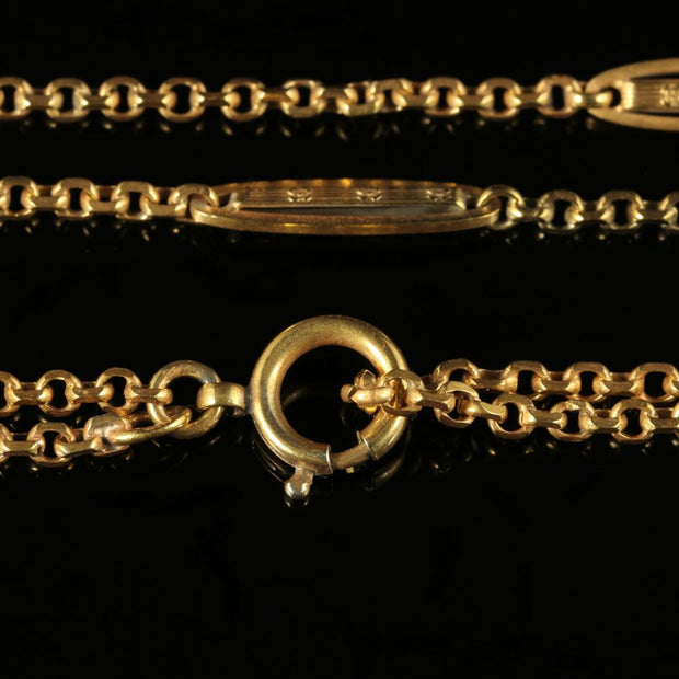 Antique Victorian Long Guard Chain 18Ct Gold Circa 1900
