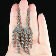 Antique Victorian Long Silver Paste Earrings C. 1860