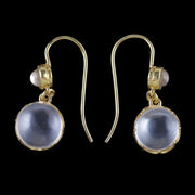 Antique Victorian Moonstone Earrings 9Ct Gold Circa 1900