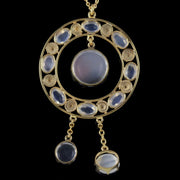 Antique Victorian Moonstone Pendant Necklace 18Ct Gold Silver Circa 1880