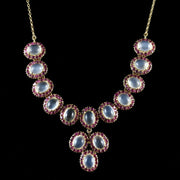 Antique Victorian Moonstone Ruby Gold Silver Necklace