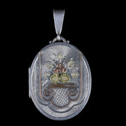 Antique Victorian Motifs Silver Locket Dated Birmingham 1882