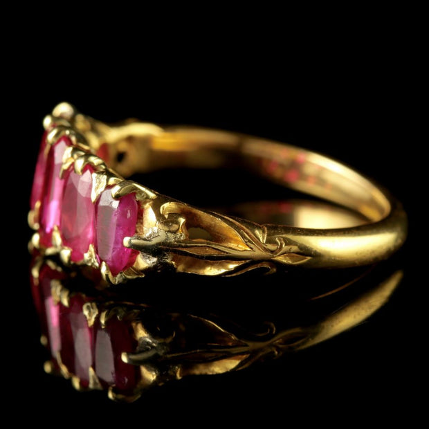 Antique Victorian Natural Burmese Ruby Ring 18Ct Gold Circa 1900 Cert