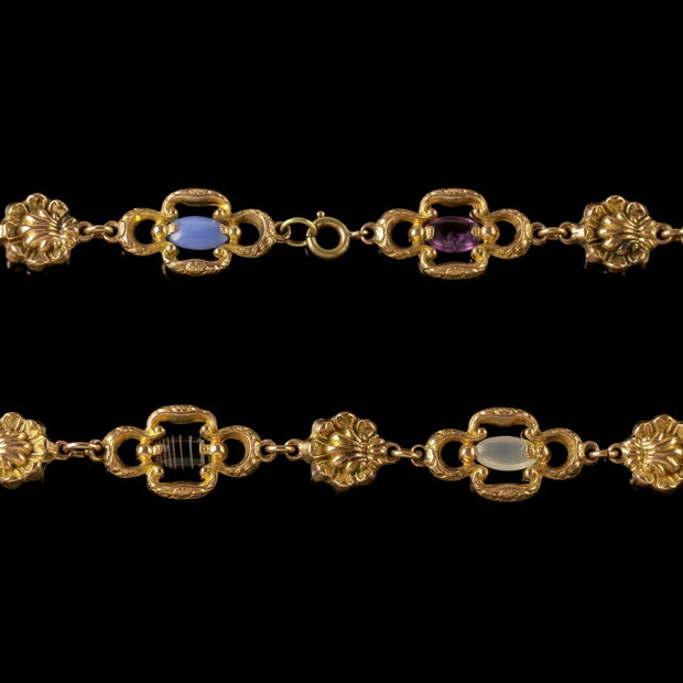Antique Victorian Necklace 18Ct Gold Pinchbeck Agate Quartz Circa 1830