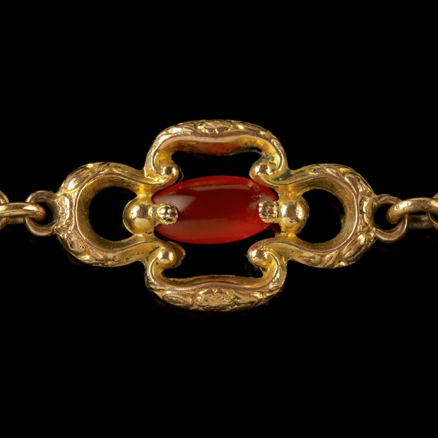 Antique Victorian Necklace 18Ct Gold Pinchbeck Agate Quartz Circa 1830