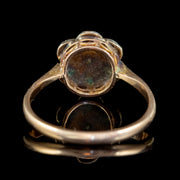 Antique Victorian Opal Cluster Flower Ring 9Ct Gold Circa 1880