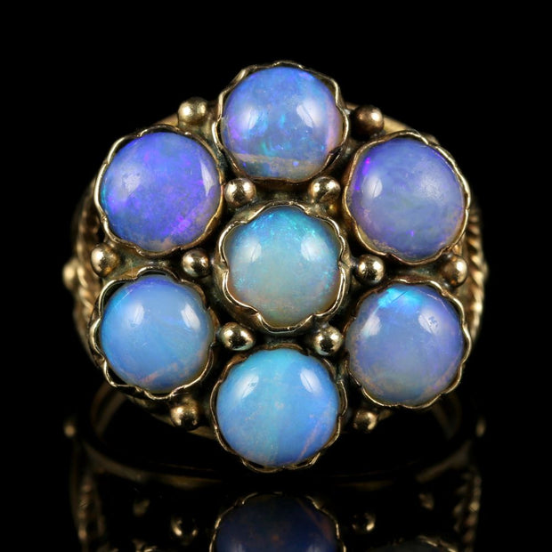 Antique Victorian Opal Cluster Ring Rose Gold Fabulous Opals