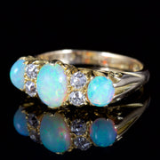 Antique Victorian Opal Diamond Ring 18Ct Gold Circa 1880