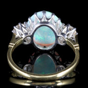 Antique Victorian Opal Diamond Ring 15Ct Gold Natural Opal Circa 1900
