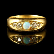Antique Victorian Opal Diamond Ring 18Ct Dated Birmingham 1909