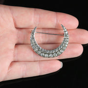 Antique Victorian Paste Crescent Moon Brooch Silver Dated 1898