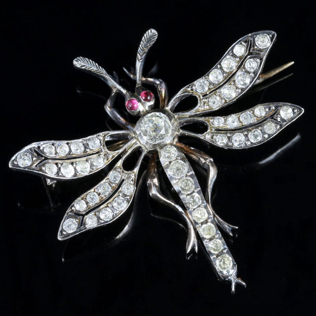 Antique Victorian Paste Dragonfly Brooch Circa 1860 French