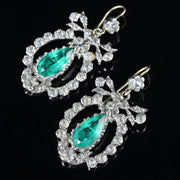 Antique Victorian Green Paste Earrings Silver Gold wires