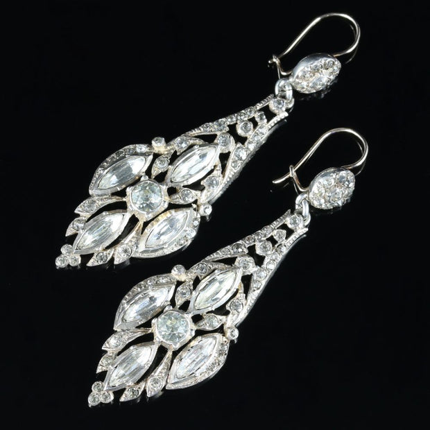 Antique Victorian Paste Drop Earrings Sterling Silver