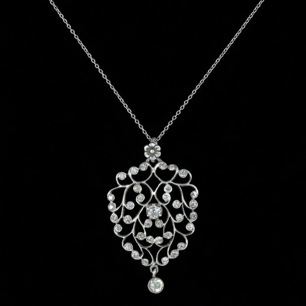 Antique Victorian Paste Pendant Necklace Silver Circa 1900