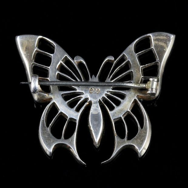 Antique Victorian Paste Silver Butterfly Brooch Circa 1900