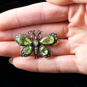 Antique Victorian Paste Stone Butterfly Brooch Silver Circa 1880
