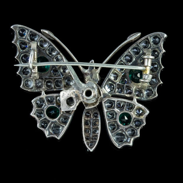 Antique Victorian Paste Stone Butterfly Brooch Silver Circa 1880