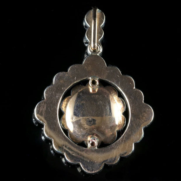 Antique Victorian Paste Cluster Pendant Silver 18ct Gold