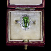 Antique Victorian Peridot Diamond Ring 18Ct Gold Circa 1900