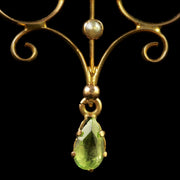 Antique Victorian Peridot Pearl Pendant Circa 1900
