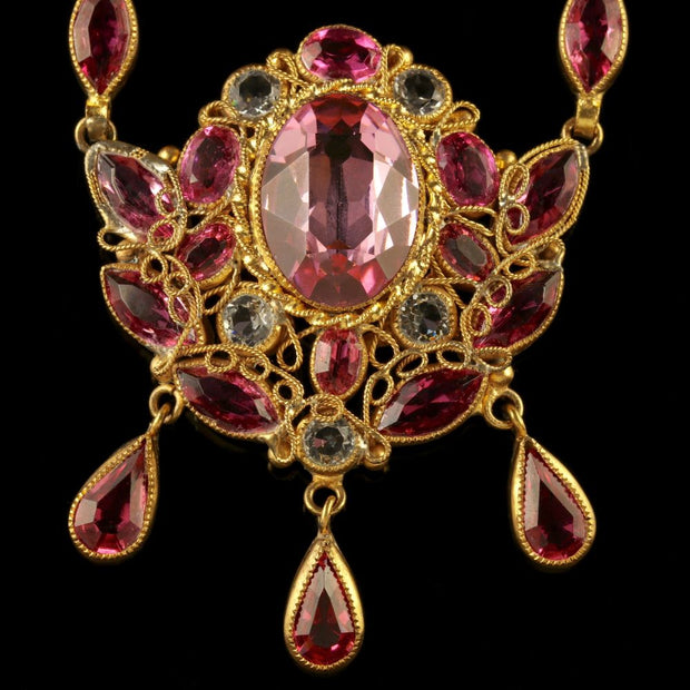 Antique Victorian Pink Paste Necklace Circa 1870