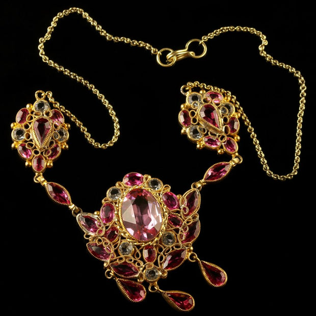 Antique Victorian Pink Paste Necklace Circa 1870