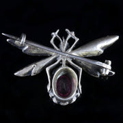 Antique Victorian Pink Paste Silver Insect Brooch Circa 1900