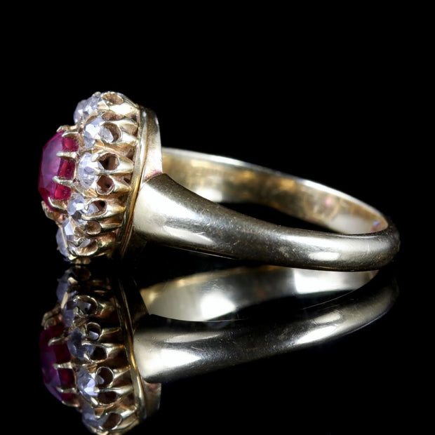 Antique Victorian Pink Sapphire Diamond Ring 18Ct Dated 1891