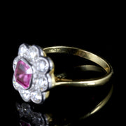 Antique Victorian Pink Sapphire Diamond Ring 18Ct Circa 1900