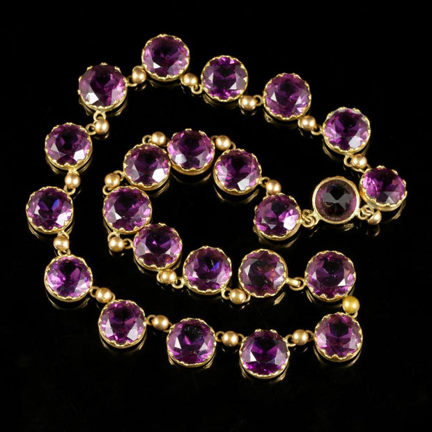 Antique Victorian Purple Paste Necklace Circa 1860