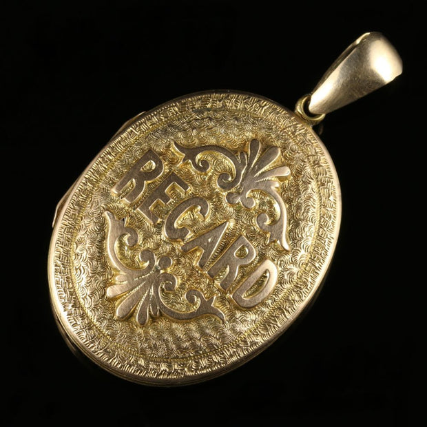 Antique Victorian Regard Locket 9Ct Gold Circa 1900