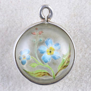 Antique Victorian Rock Crystal Forget Me Not Pendant Circa 1900