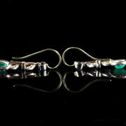 Antique Victorian 18Ct Rose Cut Diamond Cabochon Emerald Dangle Earrings Circa 1900