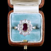 Antique Victorian Ruby Diamond Cluster Ring