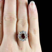 Antique Victorian Ruby Diamond Cluster Ring