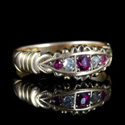 Antique Victorian Ruby Diamond Ring 15Ct Gold Circa 1901