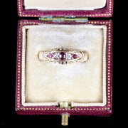 Antique Victorian Ruby Diamond Ring 15Ct Gold Circa 1901