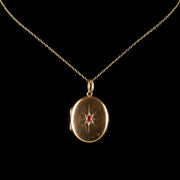 Antique Victorian Ruby Gold Locket And Chain Circa 1900