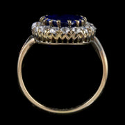 Antique Victorian Sapphire Diamond Cluster Ring Circa 1880
