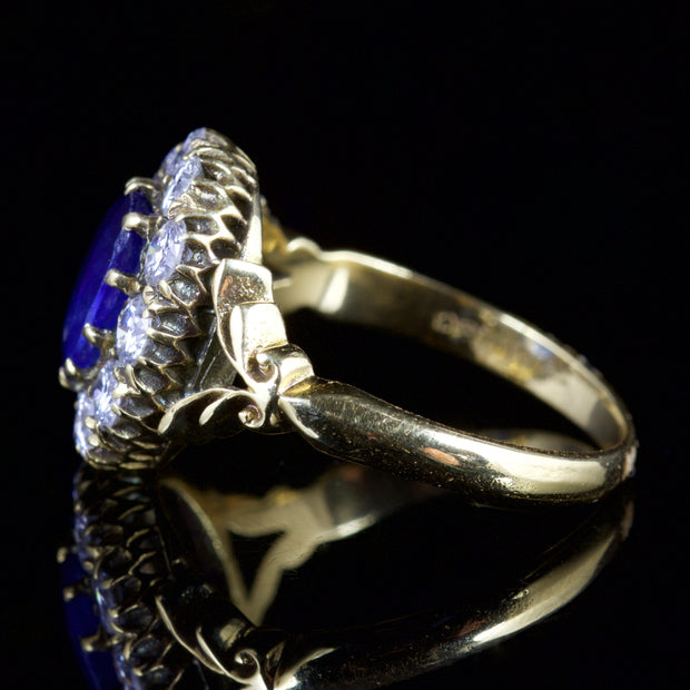 Antique Victorian Sapphire Diamond Ring 18Ct Gold Circa 1900