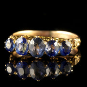 Antique Victorian Sapphire Five Stone Ring 18Ct Gold
