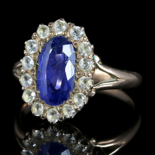 Antique Victorian Sapphire Ring 9Ct Gold Circa 1880