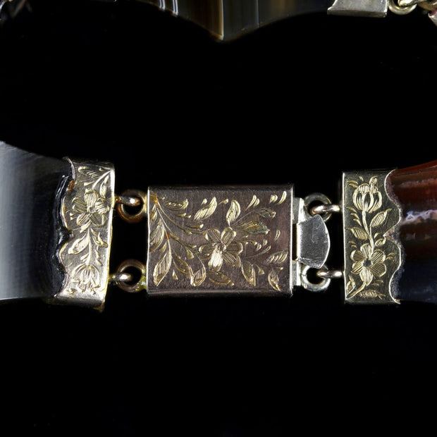 Antique Victorian Scottish Agate 9Ct Bracelet Circa 1860