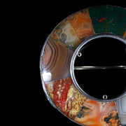 Antique Victorian Scottish Agate Brooch Silver Circa 1860