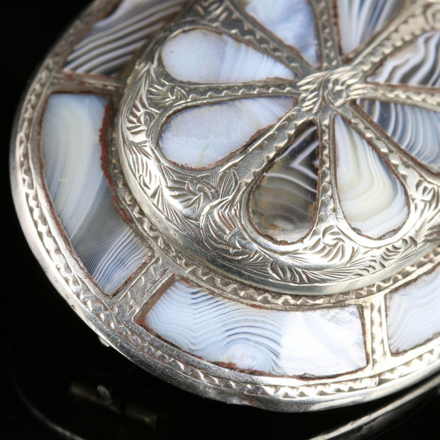 Antique Victorian Scottish Agate Locket Brooch Circa 1860
