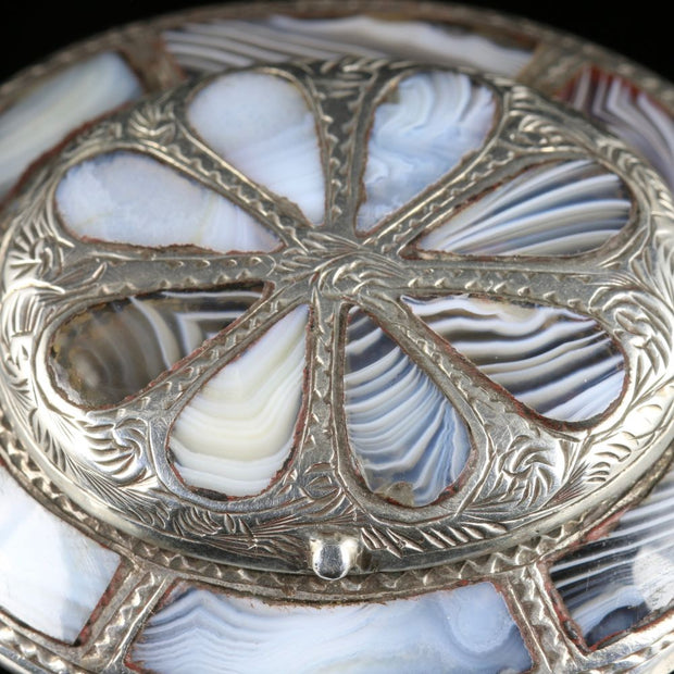 Antique Victorian Scottish Agate Locket Brooch Circa 1860